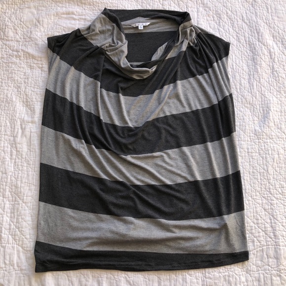 CAbi Gray Striped Cowl Neck Sleeveless Soft Tank - Picture 4 of 9